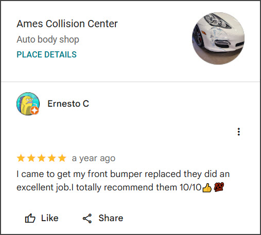 Review of Ames Collision Center